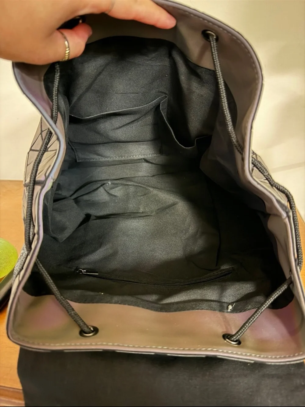 Iridescent Geometric Triangle Backpack - Black